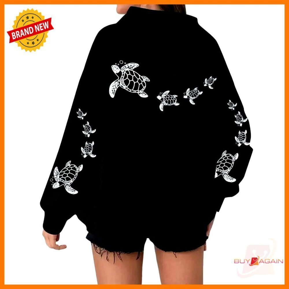 Oversized Y2K Graphic Sweatshirt Preppy Tropical Hoodie with Pockets